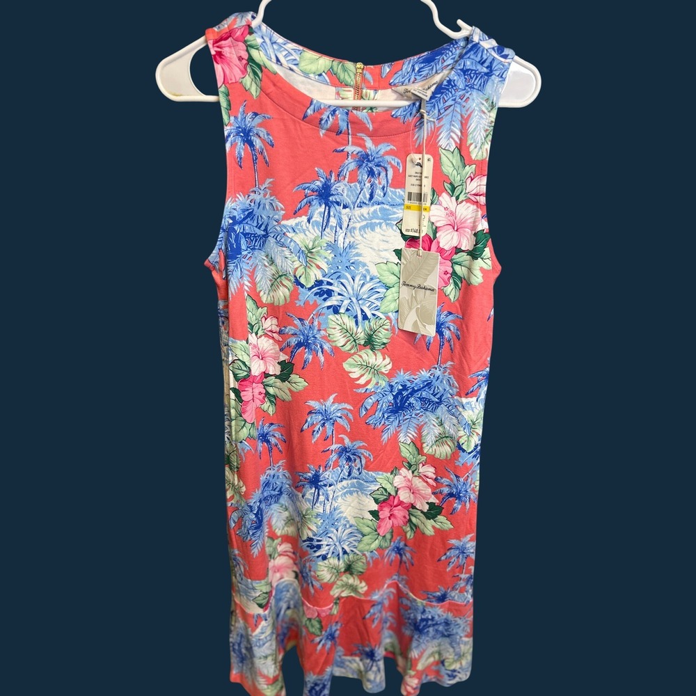 Tommy Bahama Dress Women Medium Pink Darcy Manta Bay Flounce Tropical New W Tags